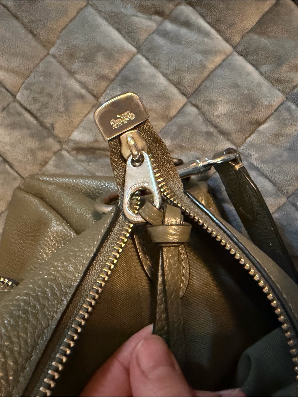 COACH Olive Green Leather Shoulder Hobo - Picture 4 of 7